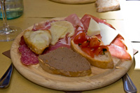 Anti pasto platter in backstreet Deruta cafe